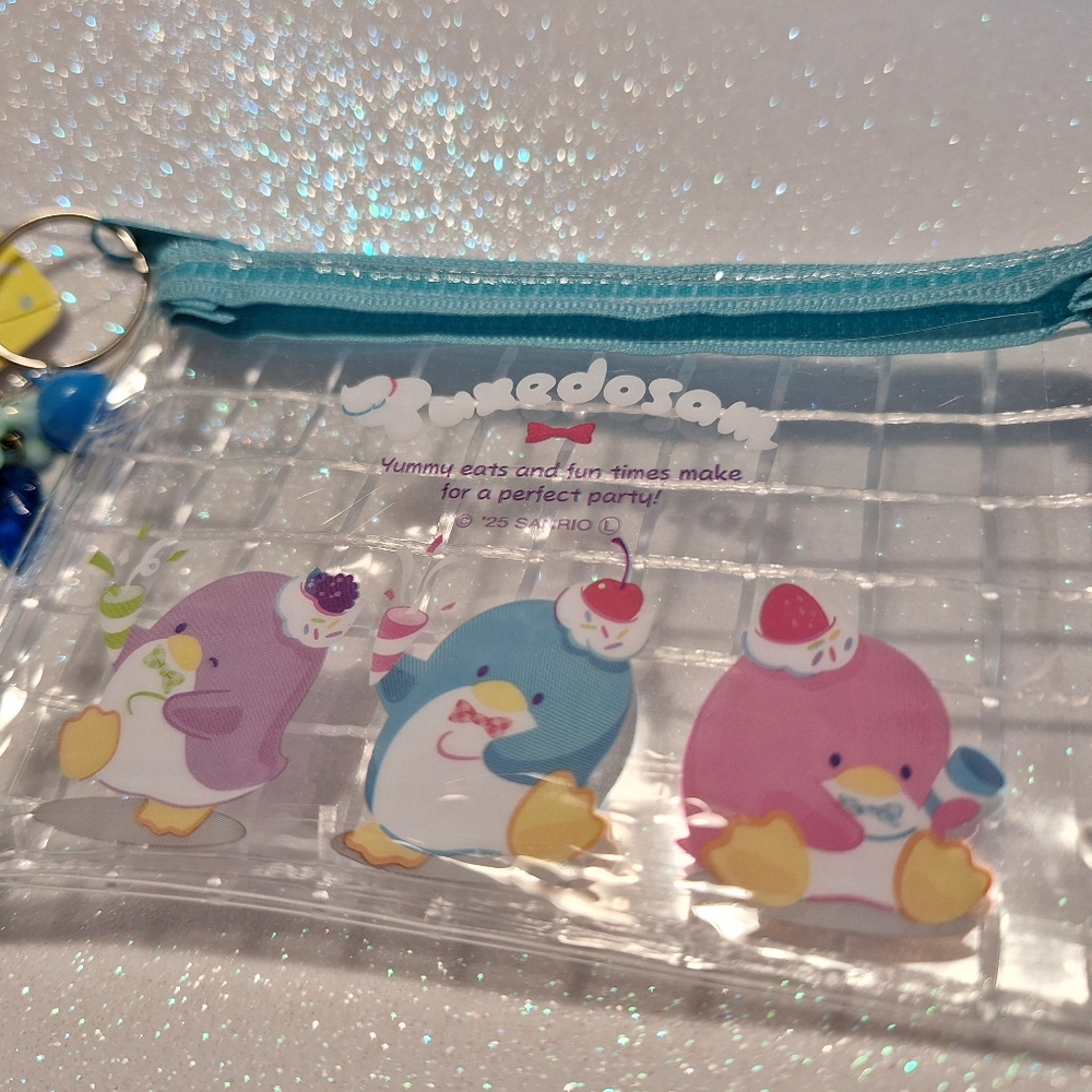 Tuxedosam Sanrio Ice Cream Style Flat Pouch Credit Card Holder With Keychain New